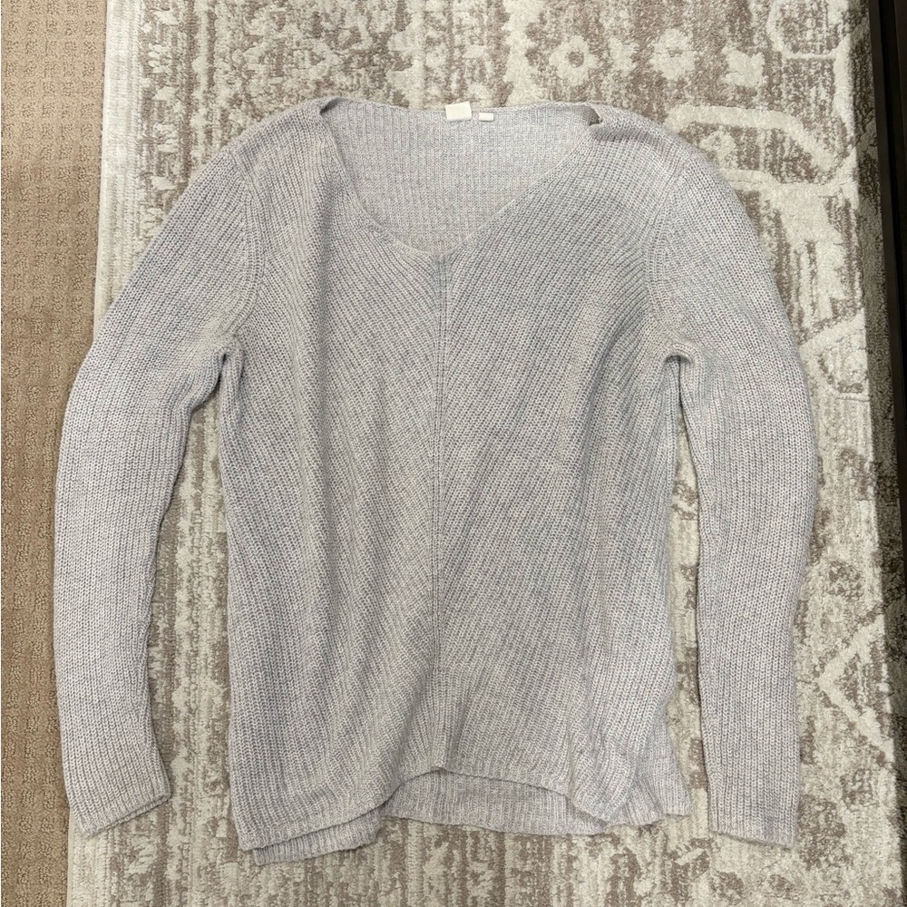 GAP Light Gray V-Neck Cotton Sweater